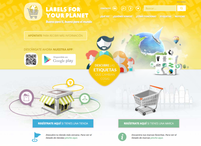 Home de la web de Labels for your Planet.