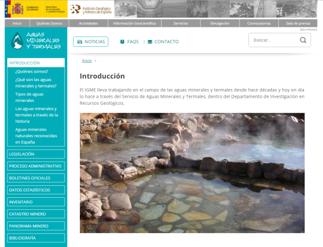 New wbsite for IGME's Mineral and Thermal Waters Department.